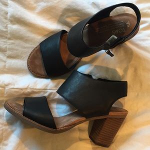 Toms leather stacked heel